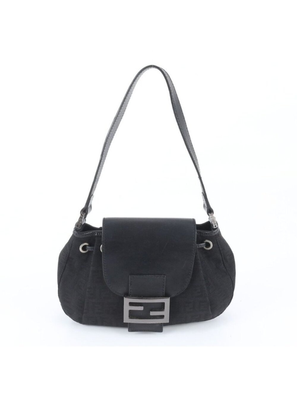 Fendi Zucchino Mamma Baguette Bucket Leather Shoulder Bag